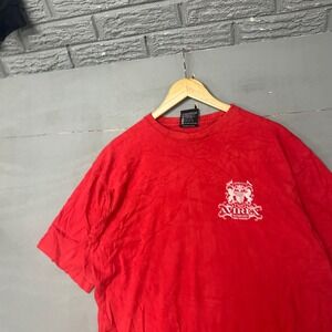 Avirex Mens Red Graphic T-Shirt Authentic Dry Goods Crest Logo Cotton Size L